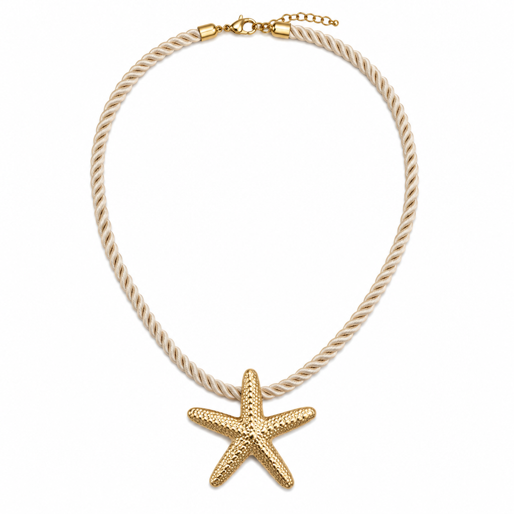 Hera star halskæde beige