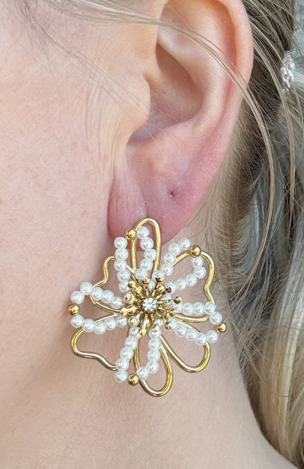 Flower glam øreringe hvid