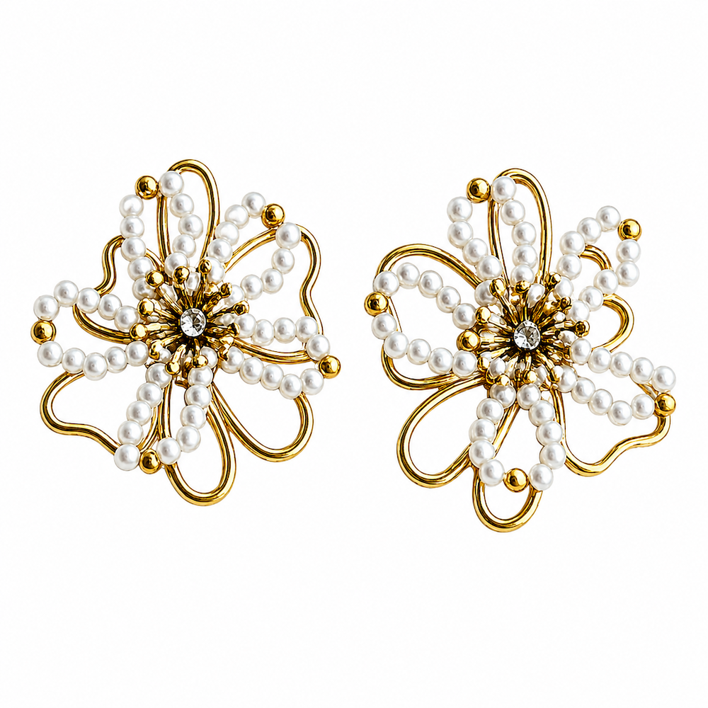 Flower glam øreringe hvid